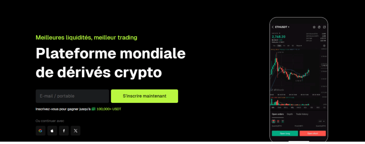 effet de levier 1:500 avec Bitunix