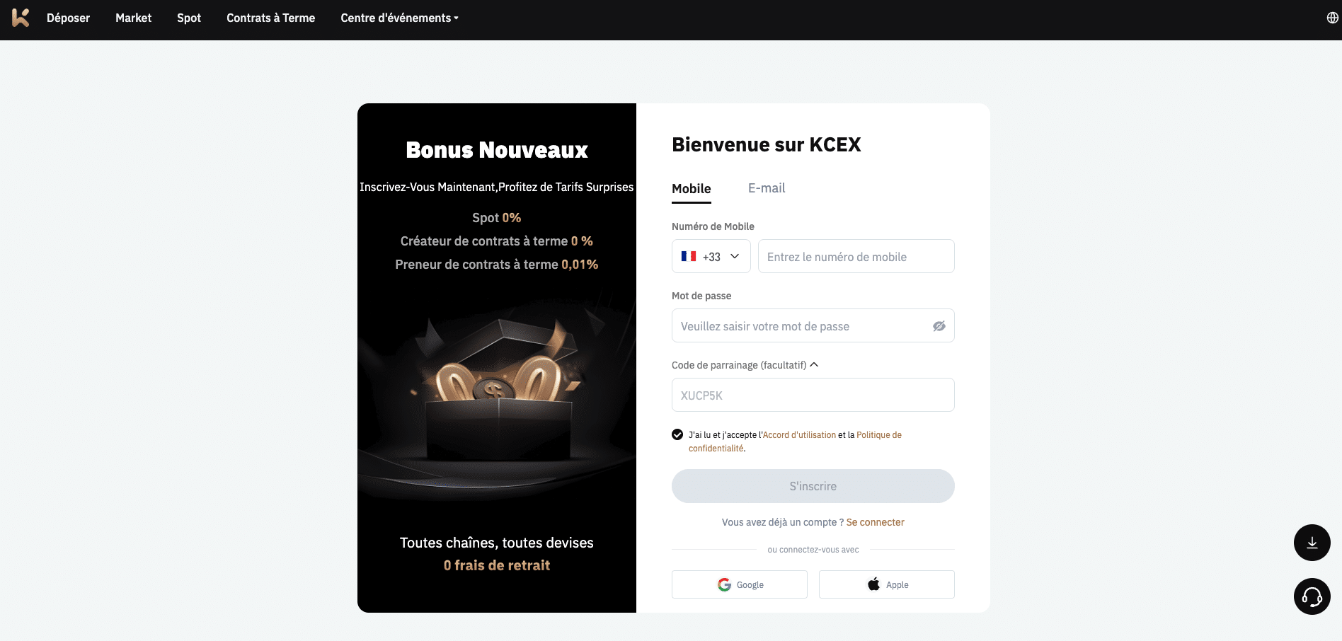 KCEX plateforme cryptomonnaie