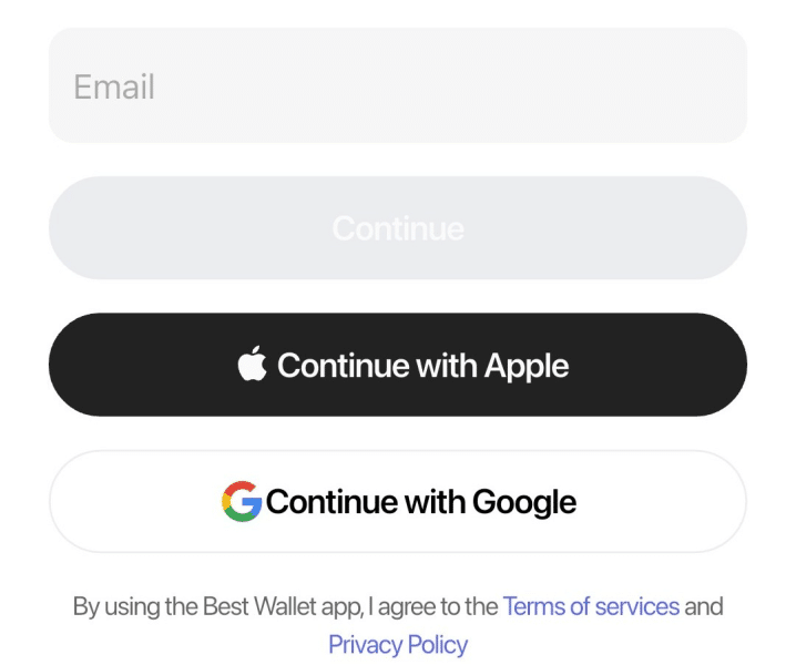 inscription sur Best Wallet