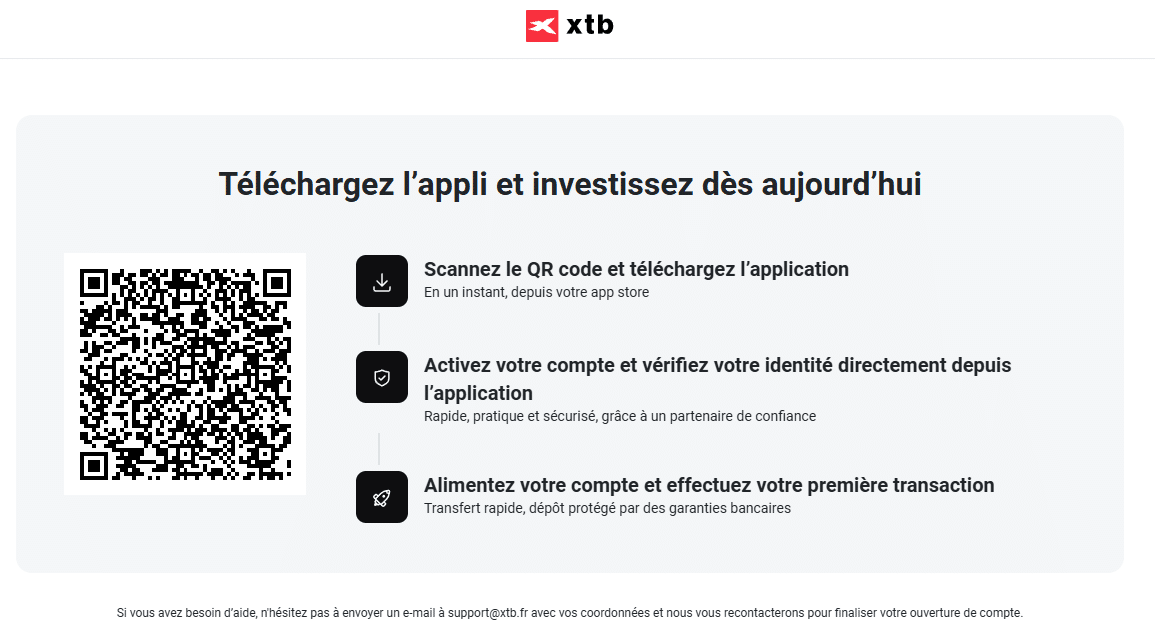 Télécharger l'application XTB et s'inscrire