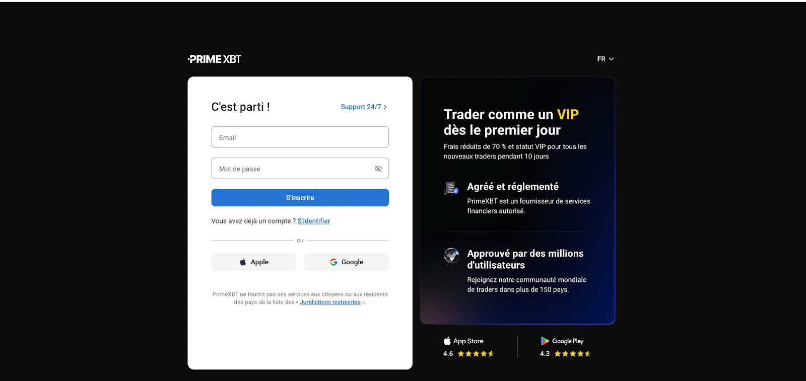Cr&eacute;er un compte PrimeXBT