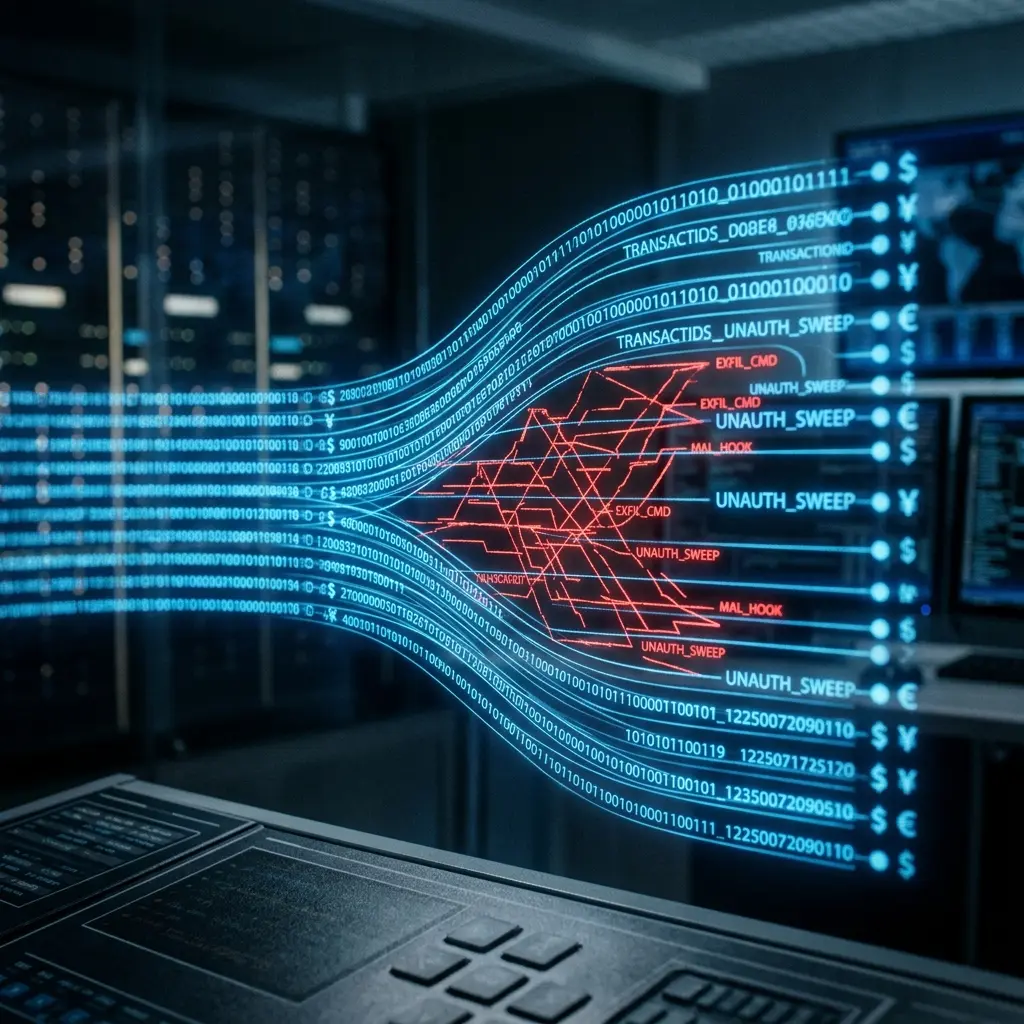 Hidden fraud code concealed inside legitimate digital payment transaction data streams