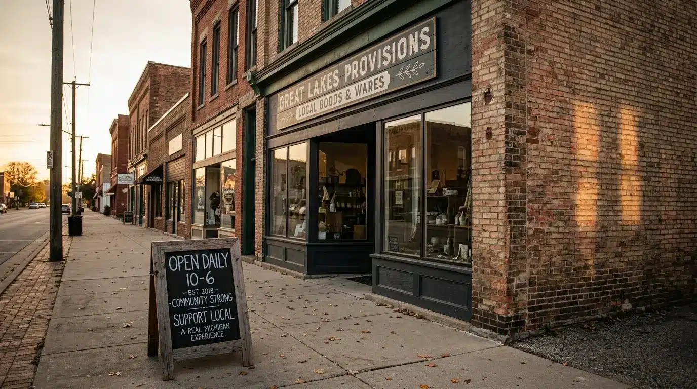 Small business storefront in Michigan facing rising operational costs and financial pressure
