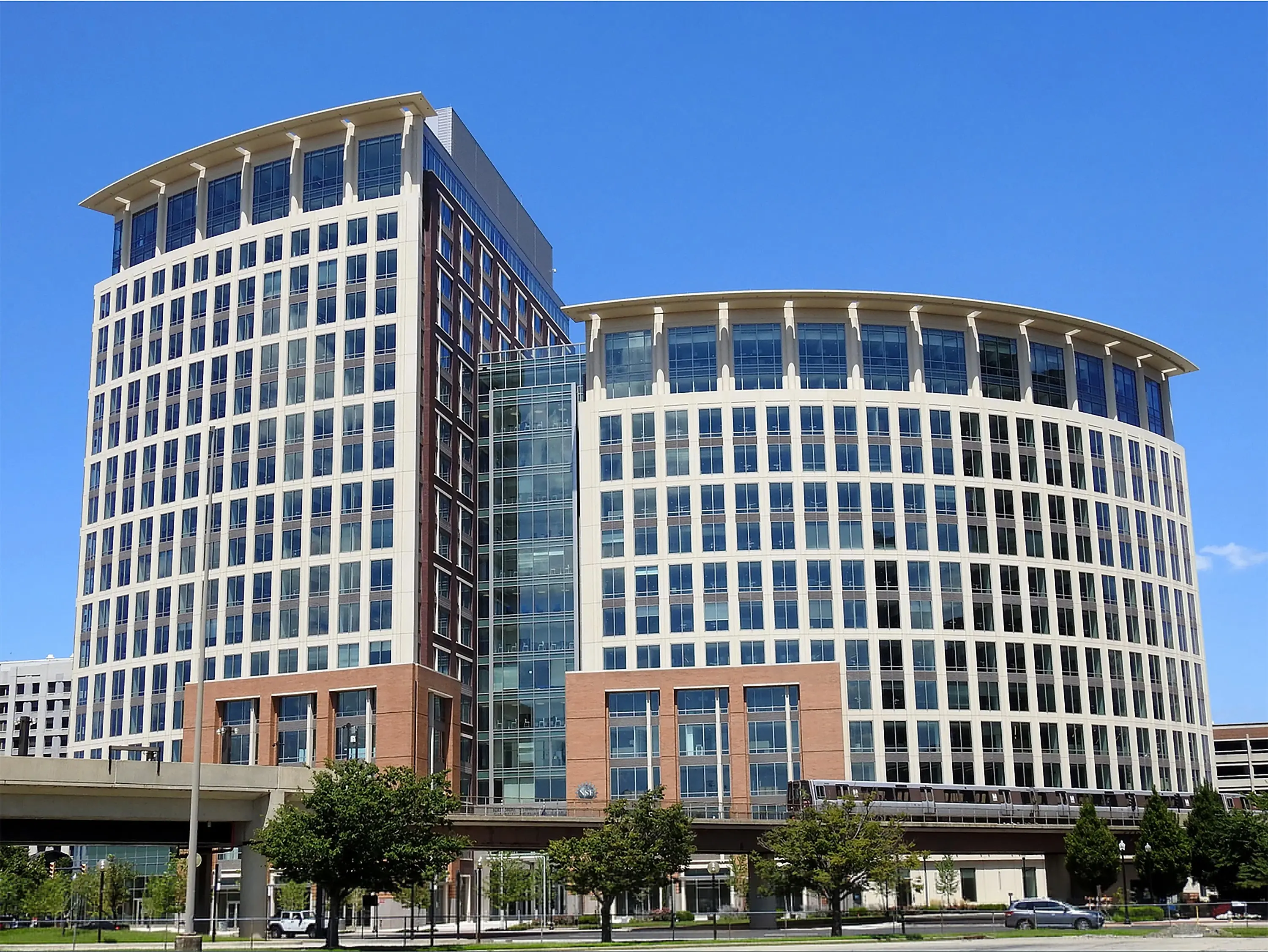Exterior view of the National Science Foundation headquarters in Alexandria, Virginia.