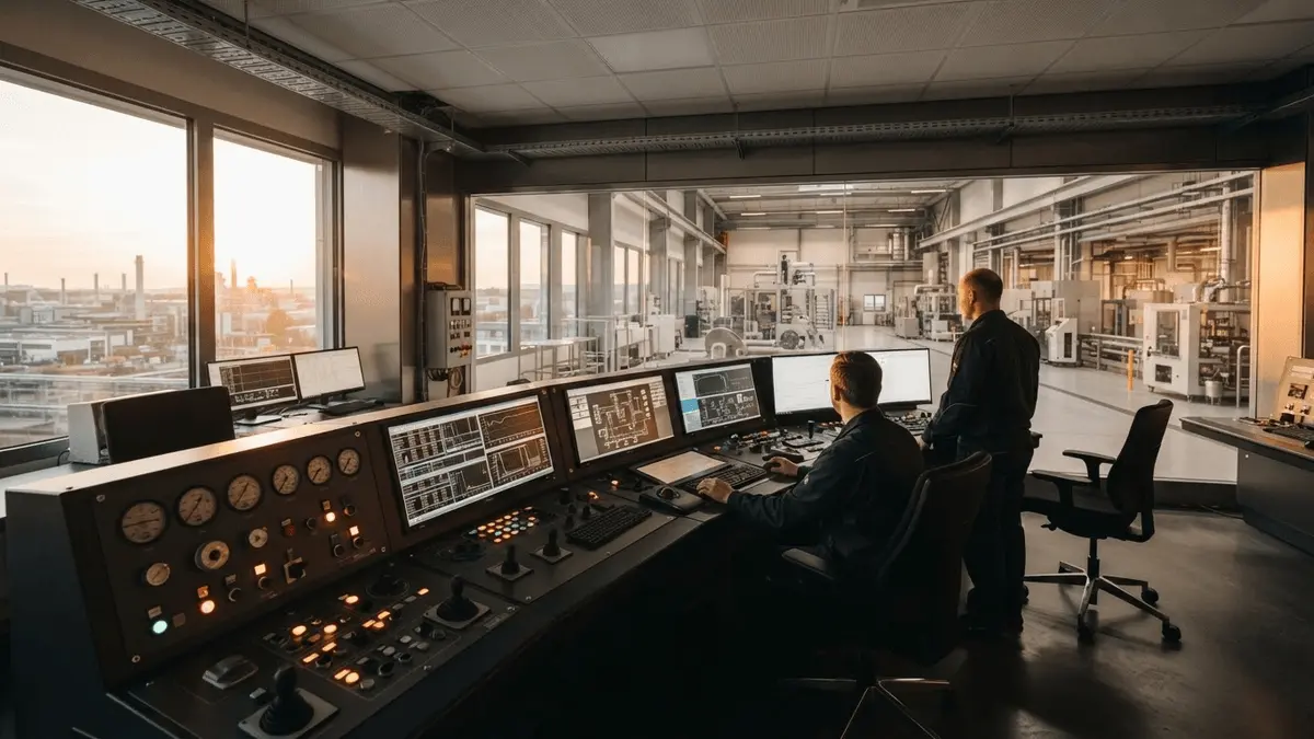 Modern industrial control room with technical equipment highlighting high-skill career opportunities