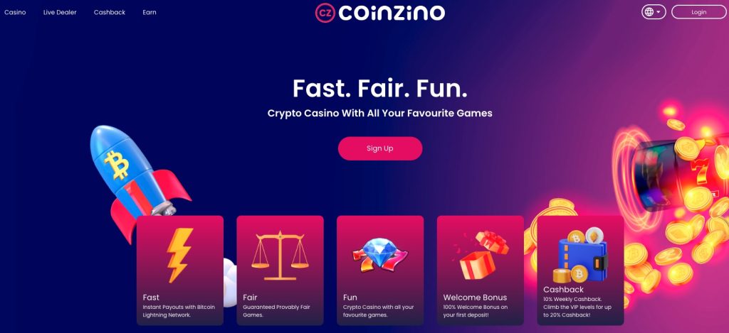 Coinzino – 现金返还奖金的最佳 NFT 赌博网站